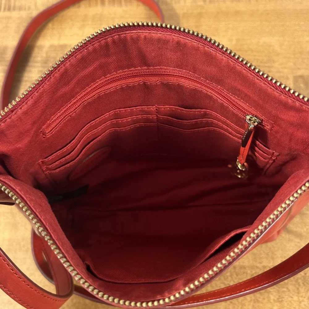 Fossil Red Leather Crossbody Bag Purse